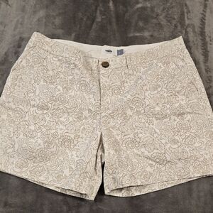 Old Navy Chino Shorts Size 6 Cream Tan Floral Paisley Print Boho Summer (11)